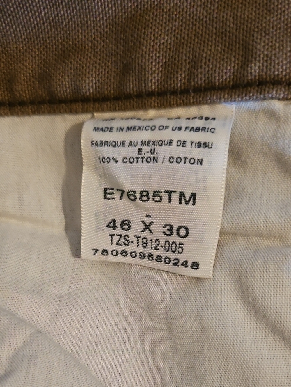 Men's Brown Cotton Cargo  Pants Size 46 x 30 - 100% Cotton